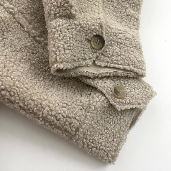 Joie Tan Teddy Button Up Shirt Jacket, Medium - Picture 7 of 8